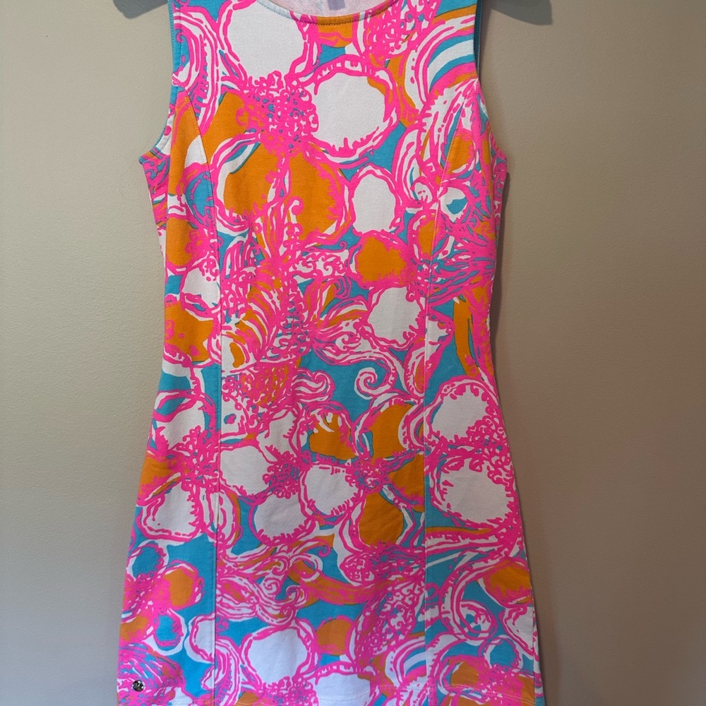 Lilly Pulizter Vibrant Pink and Blue Sleeveless Dress
